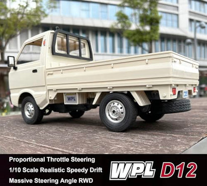 WPL D12 RC Car 1/10 Remote Control Kei Truck RC Drift Car RTR | Off Road Pickup 2.4G with Proportional Throttle Steering 260 Motor Rear Drive Hobby Grade Toy Adult