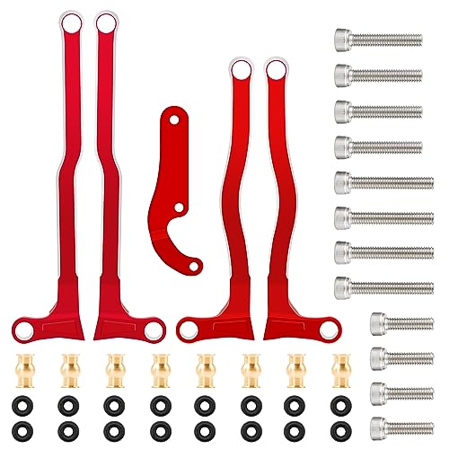 McCue RC Praying Mantis Link Tucked Inward Links High Clearance Links for Axial 1/24 SCX24 C10 JLU Bronco RC Crawler Upgrade Parts - 5 PCS (Red) - color: Red