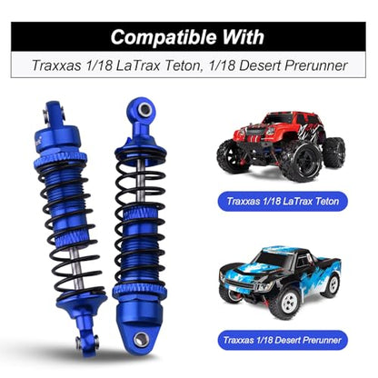 HobbyPark Aluminum Shocks Absorber Assembled (Front & Rear) Full Metal Dampers for Traxxas 1/18 LaTrax Teton Desert Prerunner, Replace Parts 7660 7665(4-Pack) (Navy Blue) - color: Navy Blue