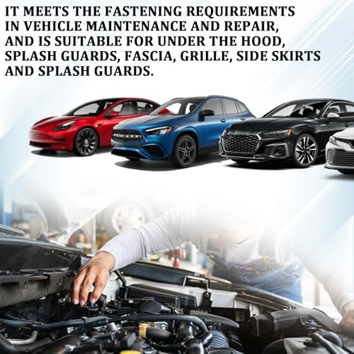 100PCS Car Screws and Bolts, Car Body Bolt Fender Liner Undertray Screw U-Nuts Clips Push Plastic Rivet Fasteners Kit for Engine Under Cover Splash Shield Guard Bumper, Bolt Retainer Clip Set