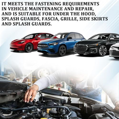 100PCS Car Screws and Bolts, Car Body Bolt Fender Liner Undertray Screw U-Nuts Clips Push Plastic Rivet Fasteners Kit for Engine Under Cover Splash Shield Guard Bumper, Bolt Retainer Clip Set