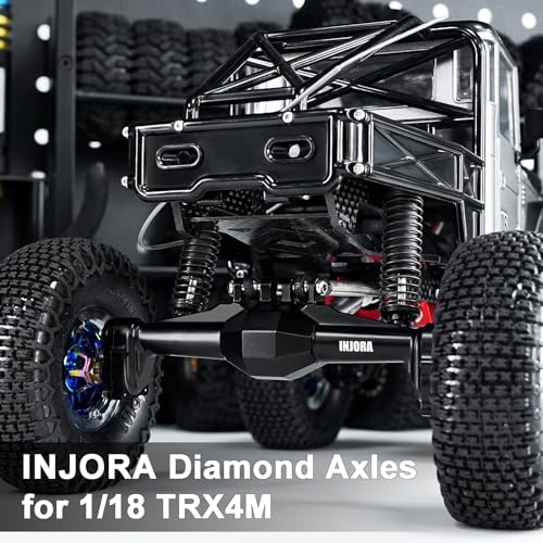 INJORA +5mm Diamond Portal Axle with Lay Down Servo Mount for TRX4M (Black) - color: Black
