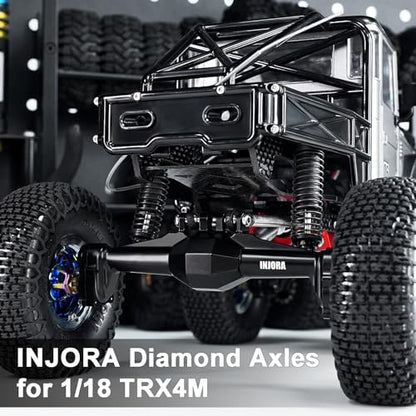 INJORA +5mm Diamond Portal Axle with Lay Down Servo Mount for TRX4M (Black) - color: Black