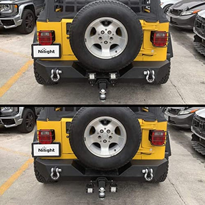 Nilight 2Pcs 3 Inch Led Pods Cubes 2 Inch Tow Hitch Mounting Brackets LED Backup Reverse Lights Rear Search Light Bar Wiring Harness Kit -2 Leads for SUV Truck Trailer