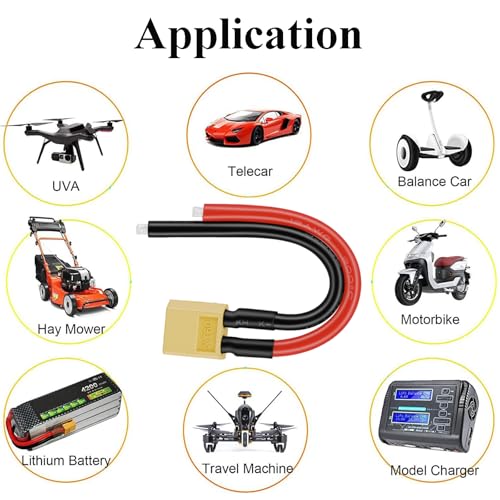 Yeebline 3 Pairs (6PCS) XT60 Plug Female and Male Connector, XT60 Connector Plug Adapter with 100mm 12AWG Silicone Copper Wire Cable Cord for RC Lipo Battery Cable Drone