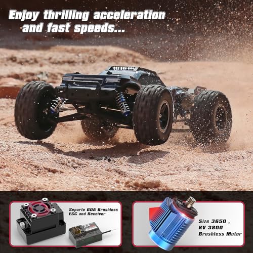 HAIBOXING 2997A 1/12 Brushless RC Cars, Fast RC Enthusiast Grade Max 45 Mph | 60A Waterproof ESC, Oil-Filled Shock, Center Differential, Fast 4WD Remote Control Car, 3S Batteries Applicable, Not Included - style: RC Stadium Truck