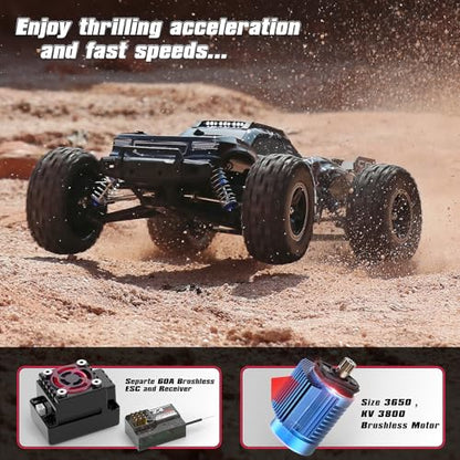 HAIBOXING 2997A 1/12 Brushless RC Cars, Fast RC Enthusiast Grade Max 45 Mph | 60A Waterproof ESC, Oil-Filled Shock, Center Differential, Fast 4WD Remote Control Car, 3S Batteries Applicable, Not Included - style: RC Stadium Truck
