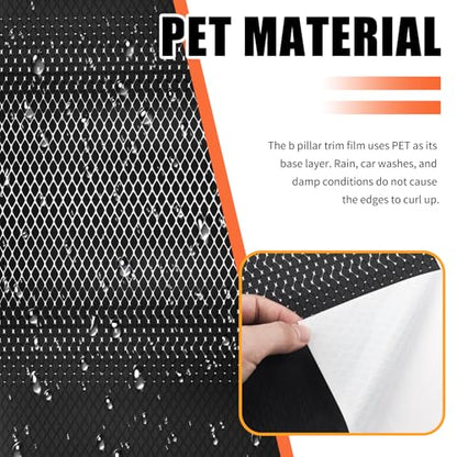 2PCS Car B Pillar Sticker Decal,Stylish Carbon Fiber Texture Car Pillar Decals for B-Column Protection,Waterproof Door Pillars Decals Kit Cars Exterior Accessories with Squeegee