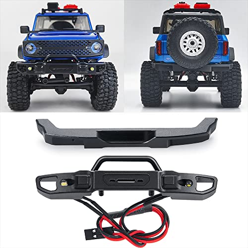Metal Front & Rear Bumper with Lights, Front and Rear | For 1/24 Axial SCX24 AXI00006 Bronco, RC Crawler Car - color: Front and Rear