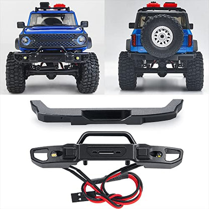 Metal Front & Rear Bumper with Lights, Front and Rear | For 1/24 Axial SCX24 AXI00006 Bronco, RC Crawler Car - color: Front and Rear