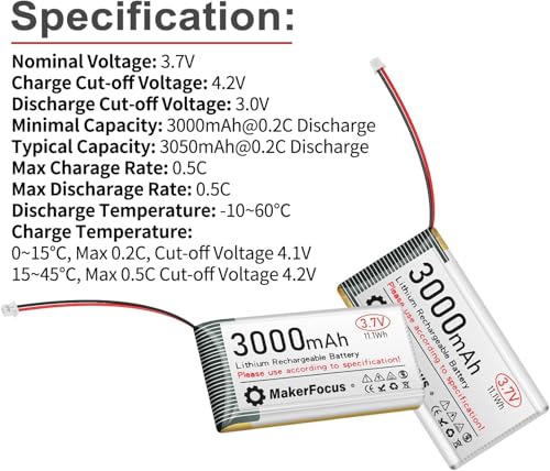 3.7V 3000mAh Lithium Polymer Rechargeable Battery for ESP32 4pcs | 1S LiPo Battery, JST 1.25 Plug, Built-in Protection Board for Meshtastic Devices, ESP32 Development Board, Electronic Devices - size: 4