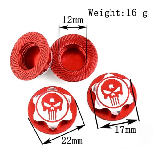 GoolRC 4PCS 17mm Wheel Nuts Dustproof Non-Slip Wheel Nuts Set Remote Control Car Metal Mount Nuts Replacement for Traxxas X-Maxx Summit 1/8 Buggy Truck Accessories - color: Red