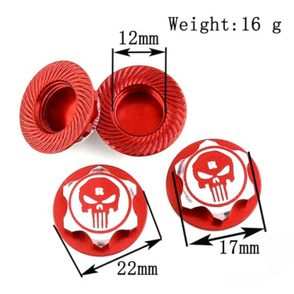 GoolRC 4PCS 17mm Wheel Nuts Dustproof Non-Slip Wheel Nuts Set Remote Control Car Metal Mount Nuts Replacement for Traxxas X-Maxx Summit 1/8 Buggy Truck Accessories - color: Red