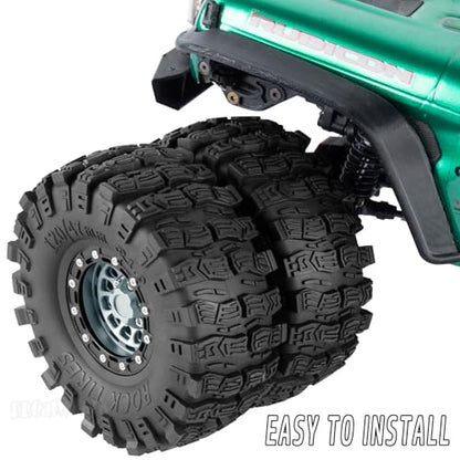 RC 1.9 Beadlock Rims & Wheels Tires w/Adjustable Offset for 1/10 SCX10 TRX4 TRX6 Gen7/8 D90 VS4-10 MST CFX RC Crawler Car,BRCatWPark 4pcs Aluminum Double Rims and Rubber Tires w/Sponge,Titanium - color: Titanium - (Adjustable Tires)