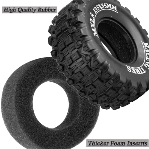 RC Short Course Wheels and Truck Tires for 1/7 1/8 RC Buggy Truck Car ARRM A Mojave 6S TRAXXA UDR,Off-Road Tire w/RC Wheels Hex,17mm Hex RC Tires RC Wheels(135X55) 4PCS Grey - color: Grey/Rc Wheel
