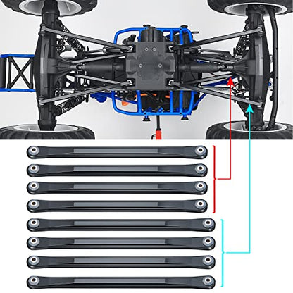 8pcs Aluminum Alloy Chassis Linkage Rod Set Upper & Lower Suspension Links for 1/8 LOSI LMT RC Crawler Car Pull Rod Link Linkage Tie Rod Kit Upgrade Parts Accessories