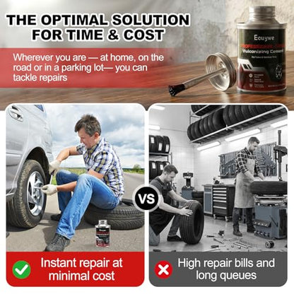 Professional Chemical Vulcanizing Cement Rubber Cement Glue with Brush All Purpose Tire Patch Glue Flat Tire Repair in 5 Minutes Emergency Puncture Fix for Car, Motorcycle, Bike