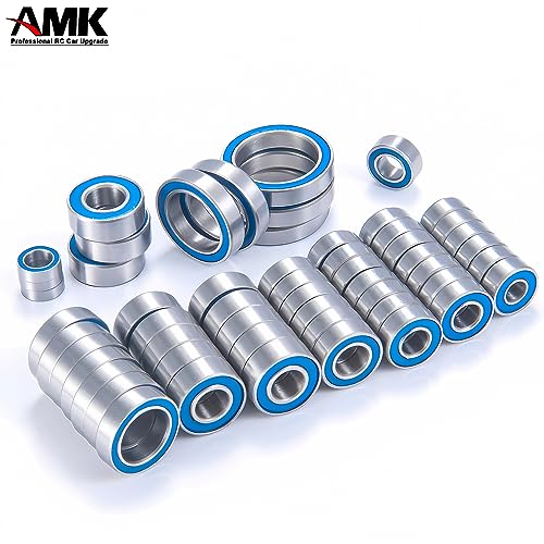 55Pcs TRX6 Metal Ball Bearings Kit, Rubber Sealed Wheel Bearings Set for 1/10 RC Crawler G63 6x6 Truck Upgrades