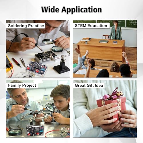 DIY Digital Voltmeter & Ammeter Soldering Practice Kit | DC Voltage Current Meter with LED Display, Test Leads, Dual Power Electronics Kit STEM Learning Project for Teens Adults