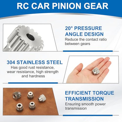 uxcell 2Pcs 1 Mod 17T Spur Gear 4mm Bore, 304 Stainless Steel Pinion Gear, 20°Pressure Angle, for Spur Rack and RC Model Car or Motor DIY(15mm) - size: 1 Mod 17T, 4mm x 15mm