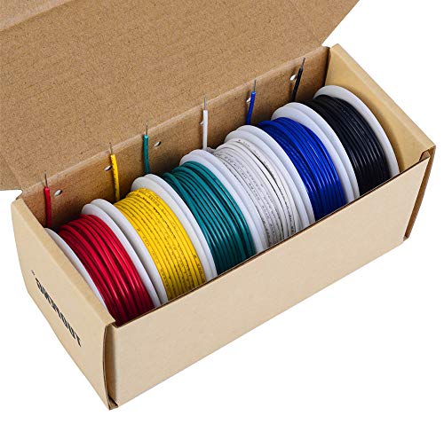 TUOFENG 18 AWG Solid Wire, Tinned Copper, 6 Colors, 20 ft Each | 18 Gauge, PVC (OD: 1.88 mm), 6 m Each, Jumper Wire, Hook up Wire Kit - size: 18 AWG PVC Solid Wire 6 Colors 20ft Each