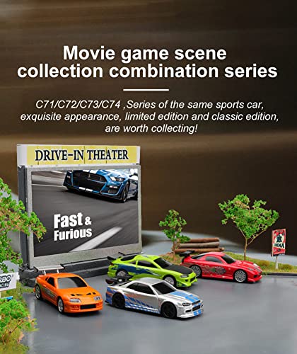 1:76 Turbo Racing Scale RC Sport Car, Table Racing Remote Control Mini Model Car Full Proportional RTR Kit Toys (C74-black) - color: C74-black