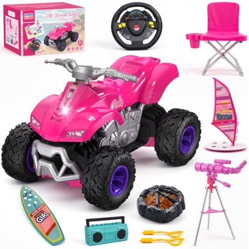 RC Cars for Girls, 2.4GHz Remote Control Car, Off-Road Vehicle, Toy Car for 11.5 Fashion Dolls, Birthday Gift for Kids Ages 3+ (ATV Style)