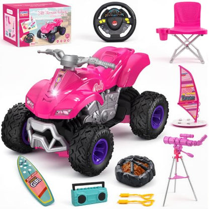 RC Cars for Girls, 2.4GHz Remote Control Car, Off-Road Vehicle, Toy Car for 11.5 Fashion Dolls, Birthday Gift for Kids Ages 3+ (ATV Style)