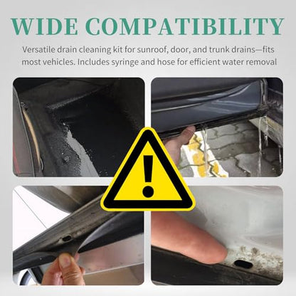 118" Auto Sunroof Drain Cleaning Tool Kit,Flexible Sun Roof Drain Cleaning Tool Kit Includes Brush,Syringe,Hose,Multi-Function Car Sunroof Drains Cleaner Tools Automotive Tools