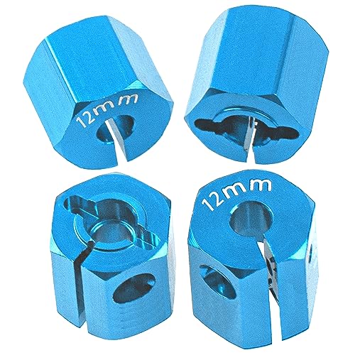 Aluminum Alloy 12mm Wheel Hex Hub Drive Adapters with Pins Screws Compatible with Axial SCX10 HSP HPI Tamiya Redcat 1/10 RC Crawler Car (12mm, Blue) - color: Blue, size: 12mm
