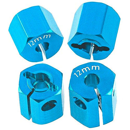 Aluminum Alloy 12mm Wheel Hex Hub Drive Adapters with Pins Screws Compatible with Axial SCX10 HSP HPI Tamiya Redcat 1/10 RC Crawler Car (12mm, Blue) - color: Blue, size: 12mm