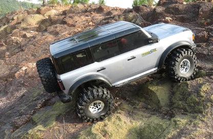 4.85'' Tall Mud Slingers X 1.9 tires T8 & -10.5mm Negative Offset 1.9 Beadlock wheels rims For 1/10 Crawler SCX10 TRX4 Upgrades,HS701550 - color: Silver