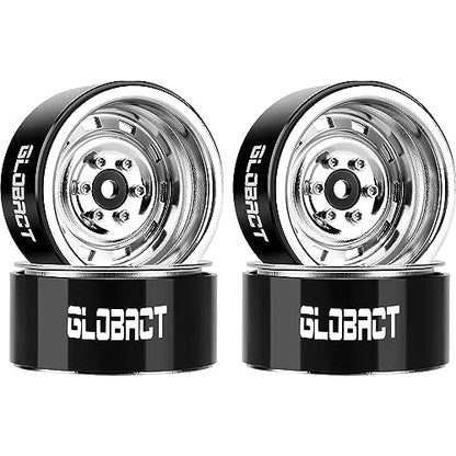 GLOBACT 1.9 Beadlock Wheel for 1/10 TRX4 TRX6 SCX10 I II III Pro Redcat, SR | 1/10 RC Wheel Hub, 1/10 RC Crawler Car Upgrade Accessories - color: Silver