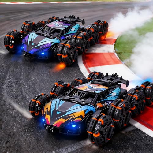 Cool 8 Wheels Hand Controlled rc Stunt Car Toys, Gesture Sensing Remote Control Cars for Boys Age 6 7 8-12 13 14 Year Old, Birthday Gifts Ideas for Kids - color: Black, Blue