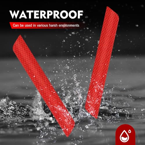 WZP 7PCS Car Reflective Stickers, Night Visibility Reflective Bumper Stickers, Warning Decal, Waterproof Self Adhesive Cars Boot Tailgate Trim Tape for Car Trunk (Red)