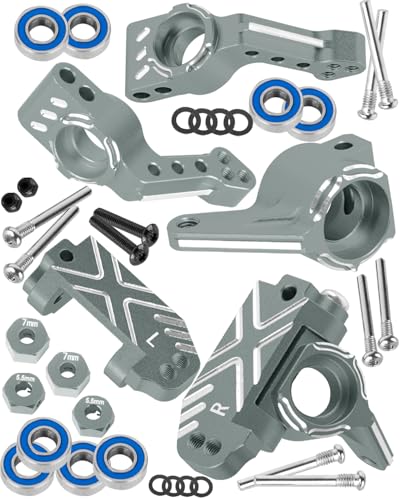 RC Caster Block Set Upgrades Part for 1/10 2WD Slash/Rustler/Stampede 2WD/Bandit 2WD VXL,Aluminium Left Right Caster Blocks,Front Steering Block,Rear Stub Axle Carriers,Titanium