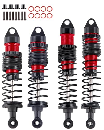 RC Big Bore Shocks Absorber Upgrades Part for 1/10 Slash Stampede Rustler Bandit VXL 4X4 2WD,Aluminum Front Rear 4PCS Shocks Hops Up,Red - color: Red(4pcs)