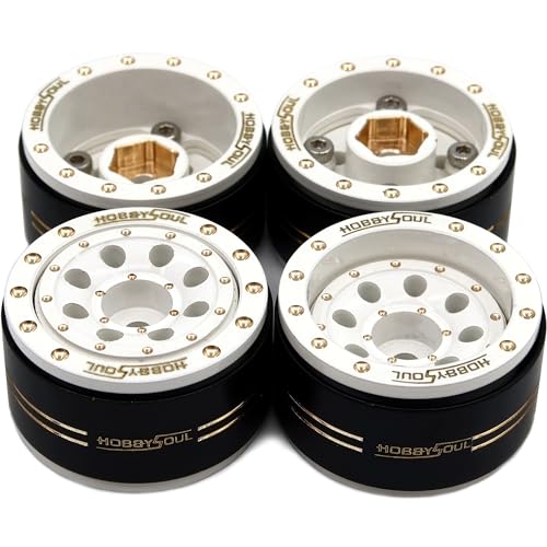 Adjustable Offset 1.0 Beadlock Wheels Brass Rims Negative Offset 44g/Rim for RC Micro Crawler 1/18 TRX4M 1/24 Axial SCX24 90081, (4-Pack, HS701451) - color: White