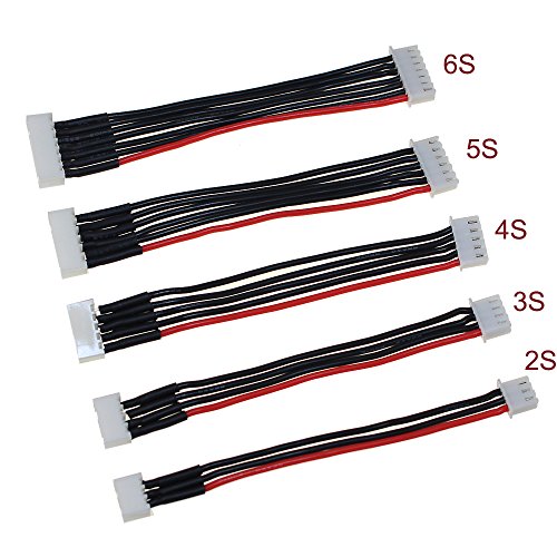 SoloGood 10PCS JST-XH 2S/ 3S/ 4S/ 5S/ 6S Battery Balance Plug Extension Lead 22AWG Silicone Wire Balance Leads Extension Cable for LiPo Batteries Balance Charging(Each Size 2pcs)