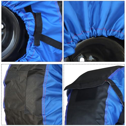 Silscvtt Universal Package of 4 Blue Portable Tire Bags with Black Handle Winter Wheel Storage Tote Fits Tires 22 Inch to 31 Inch