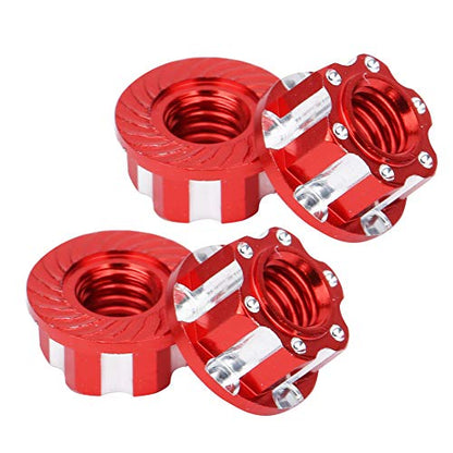 RC Hex Nuts, Lightweight Durable Aluminum Alloy 4pcs Set Hex Wheel Nuts 17mm M4 for 1/10 Scale RC Car Enthusiasts Off-Road Racing Daily Maintenance