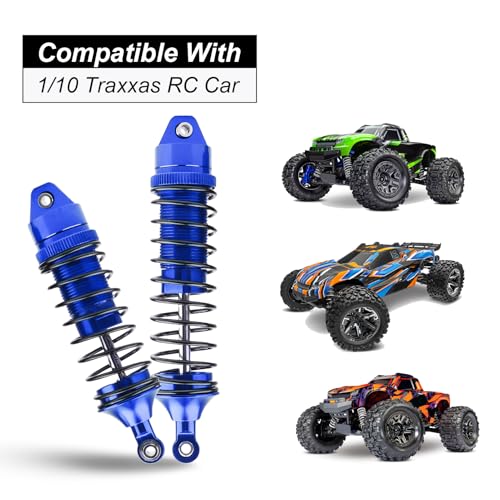 HobbyPark All Metal Shocks for Traxxas Rustler 4X4 VXL Slash 2WD 4x4 Hoss Stampede Bandit Nitro Shock Absorber Damper Set 1/10 Upgrades Parts Replace of 5862 (4-Pack) (Blue)