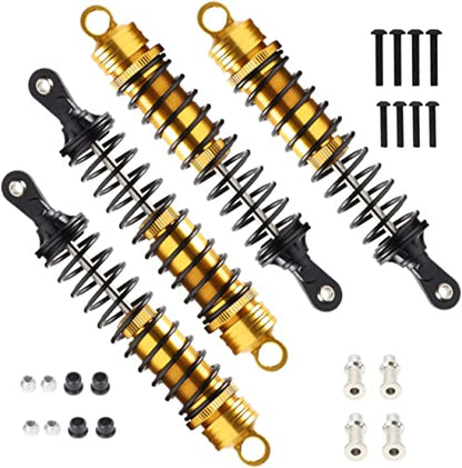 Aluminum 140mm rc shocks,Oil Adjustable RC Damper Set with Springs for 1/8 Rc Car Buggy Truck Hsp Hpi Losi Axial Upgraded Hop-Up Parts 4PCS/set(Yellow) - color: yellow