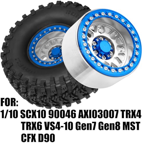 2.2 RC Wheels for 1/10 SCX10 90046 AXI03007 TRX4 TRX6 VS4-10 Gen7 Gen8 MST CFX D90,Aluminium RC Truck Tires Highway Tires 2.2" RC Wheels 2.2 Beadlock Wheel Rim RC Tires (135 * 55MM),Silver - color: Silver/4pcs