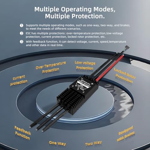 WP14200 IP68 Waterproof 200A Brushless ESC | AM32 Firmware, 5-14S, Built-in 5.2V 3A BEC for eFoil and Underwater Thruster, RC Crawler, Drone, Helicopters (C Version) - size: C