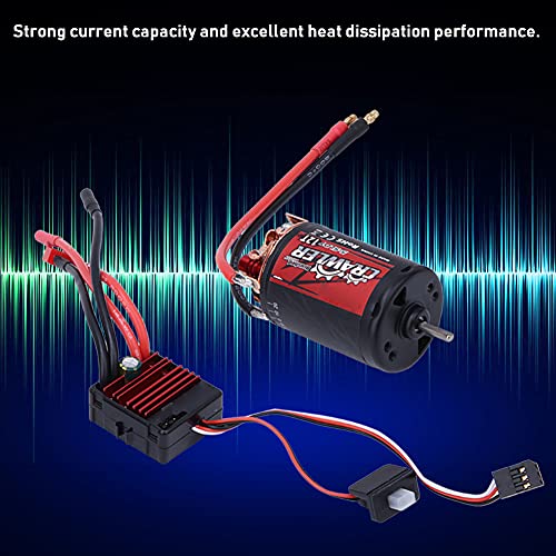 Topyond Brushed Motor, 5 Slot 550 12T and 80A for 1/10 RC Crawler Brushed M | 5 Slot 550 Brushed Motor 12T and 80A Esc Combo Set RC Car Accessories for 1/10 RC Crawler Brushed Motor Car