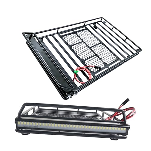 Simulation Climbing Car Luggage Rack Light Car Roof Luggage Carrier Rack Storage Shelf for Rc Crawler - size: 24.80X14.10X2.30CM