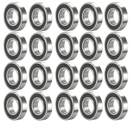 R6-2RS 20 PCS Deep Groove Ball Bearing ID 3/8"×OD 7/8"×Width 9/32" Double Black Rubber Sealed Ball Bearing Chrome Steel P0 Z2 Bearing for Industrial Machine and Mechanical Equipment - size: R6-2RS Size 3/8"×7/8"×9/32"