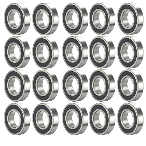627-2RS 20 PCS Deep Groove Ball Bearing 7×22×7mm Double Black Rubber Sealed Ball Bearing Chrome Steel P0 Z2 Bearing for Industrial Machine,Power Tools and Mechanical Equipment - size: 627-2RS Size 7×22×7mm