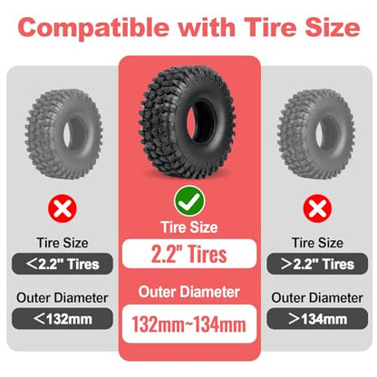 HobbyPark 2.2" Silicone Tire Inserts Soft, Fits 132-134mm 5.25" OD Crawler Tires, Replaces Foam Inserts, 4‑Pack, Waterproof, Good Traction & Sidewall Support for 1/10 RC Crawlers, 125×45mm (Red) - color: Red